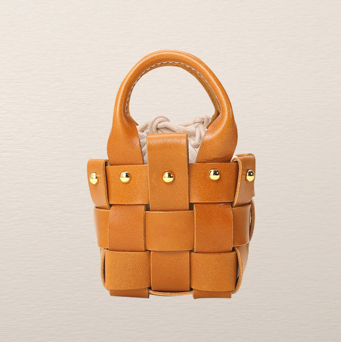 diy leather bag kit-woven bucket bag-dwiwt790-brown-front