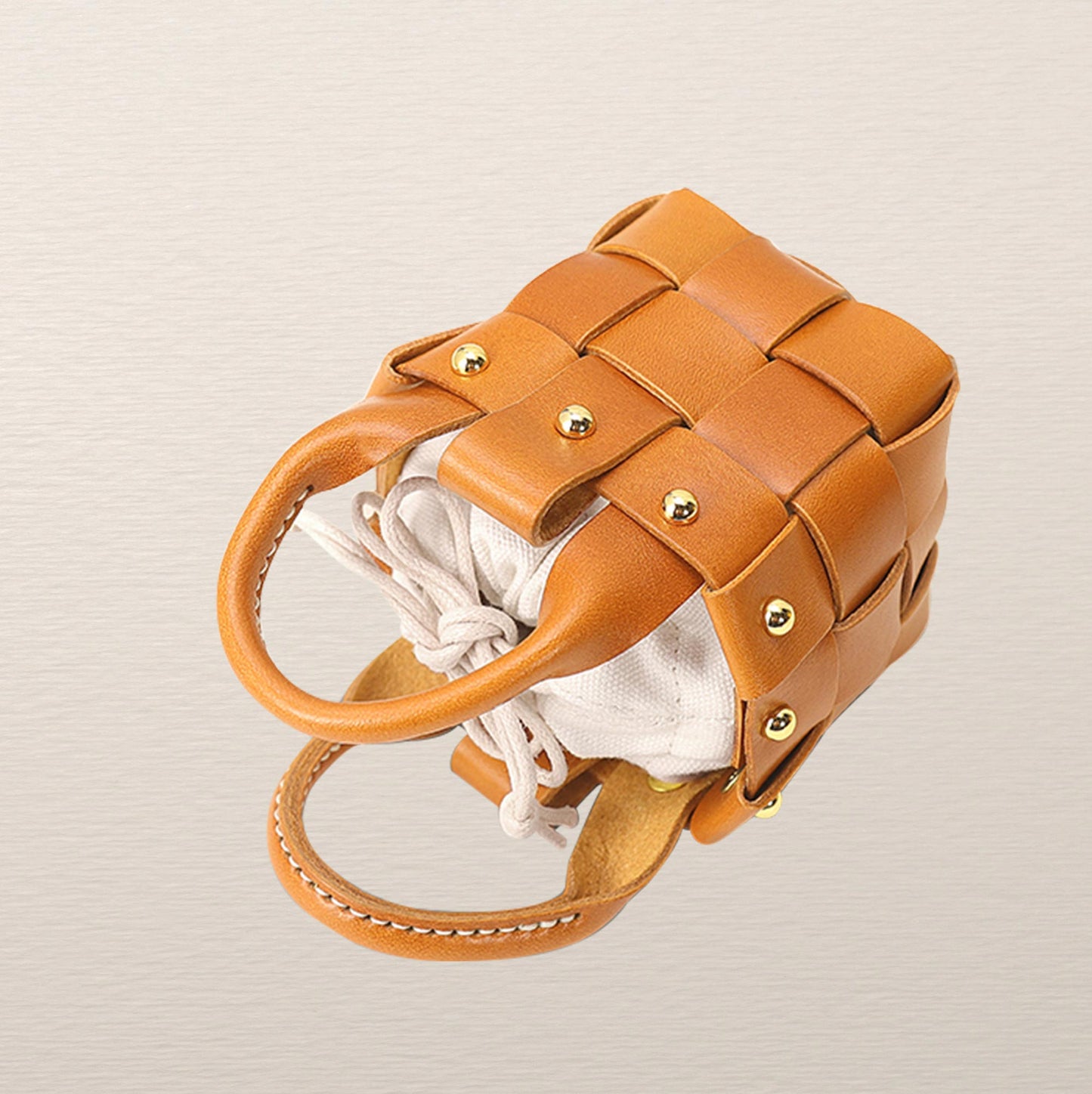 diy leather bag kit-woven bucket bag-dwiwt790-brown-inner