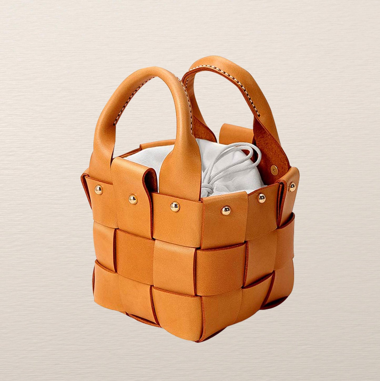 diy leather bag kit-woven bucket bag-dwiwt790-brown-side