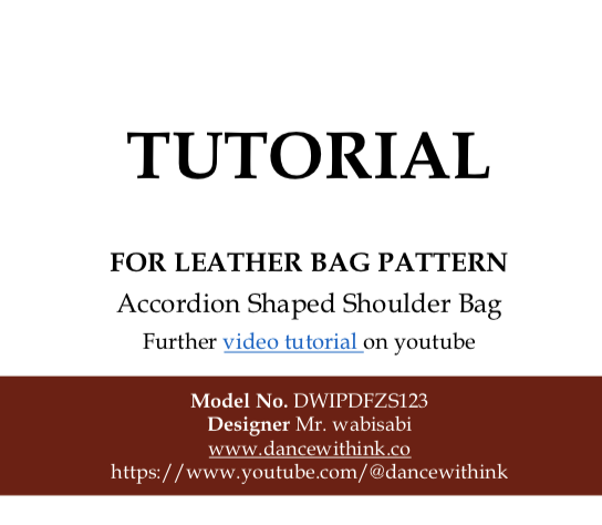 Kraft Leather Bag Pattern - Accordion Shaped Shoulder Bag - DWIPDFZS123