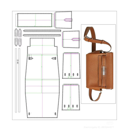Kraft Leather Bag Pattern - Kerli Messenger Bag - DWIPDFZSZ01