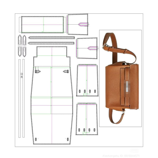 Kraft Leather Bag Pattern - Kerli Messenger Bag - DWIPDFZSZ01