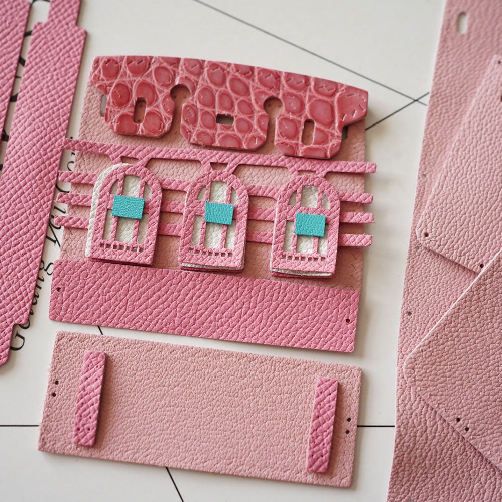 POPSEWING Top Grain Leather Mini Birkin Bag Charm DIY Kit Pink