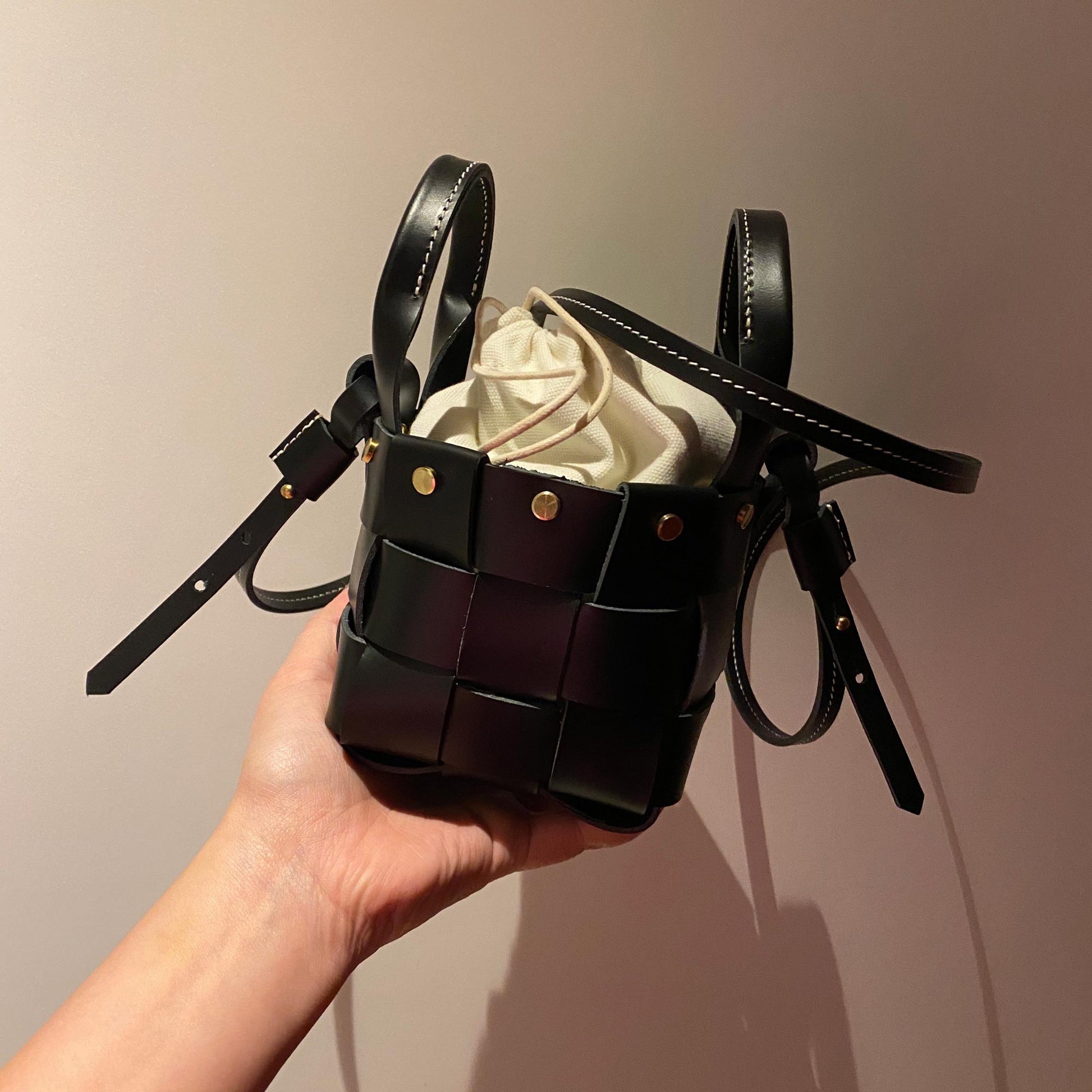 diy leather bag kit-woven bucket bag-dwiwt790-expresso